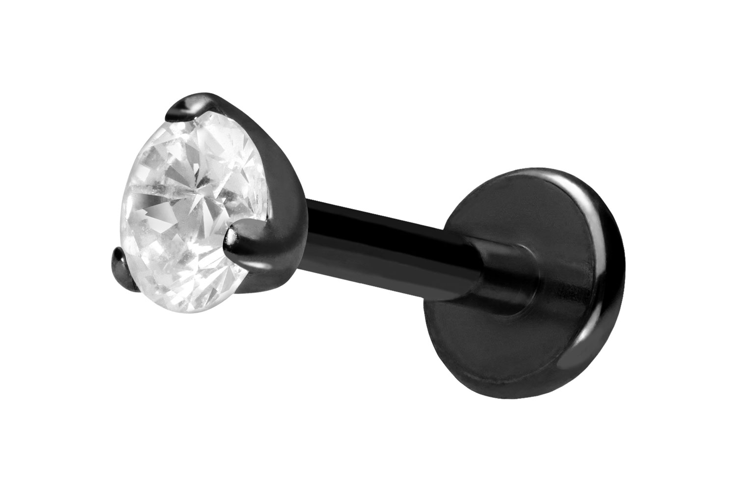 Titan Labret Piercing mit Push Fit EINGEFASSTER KRISTALL